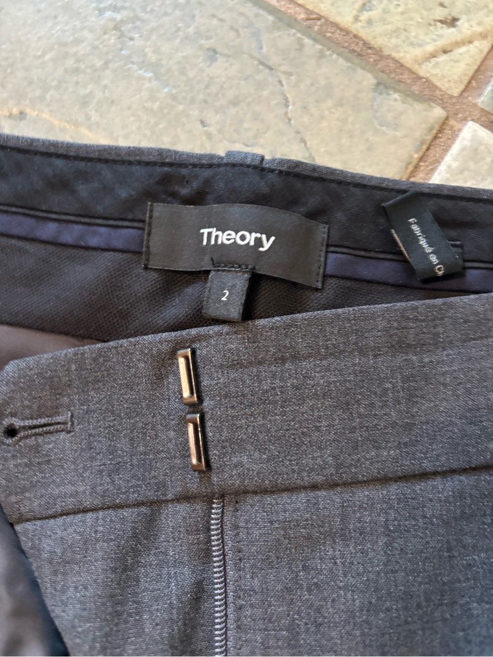 Theory Dark Grey Suit Pants in Dark Charcoal Gray - Picture 2 of 3